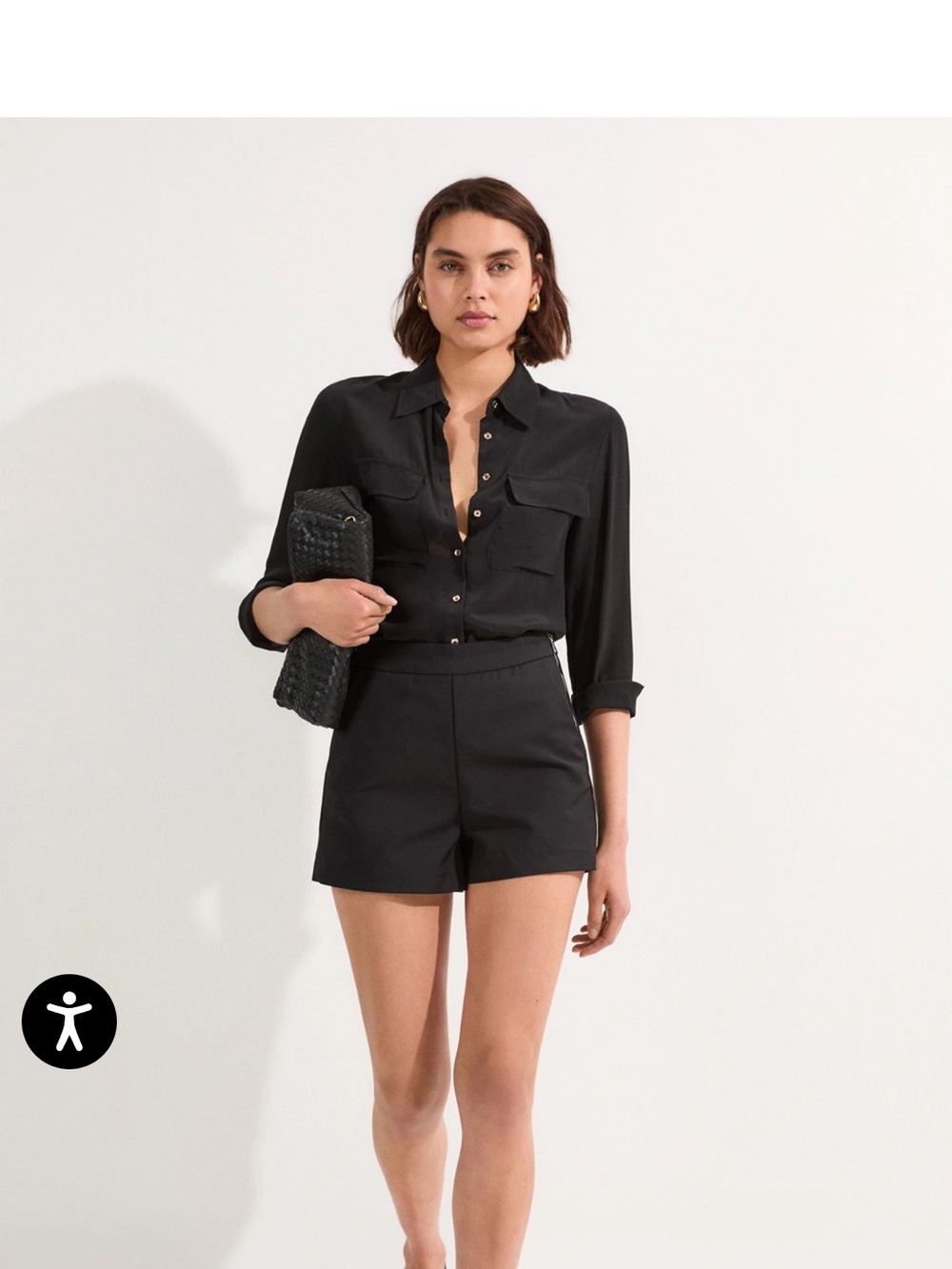 Karen Millen X LYDIA Black High-Waist Tailored Shorts